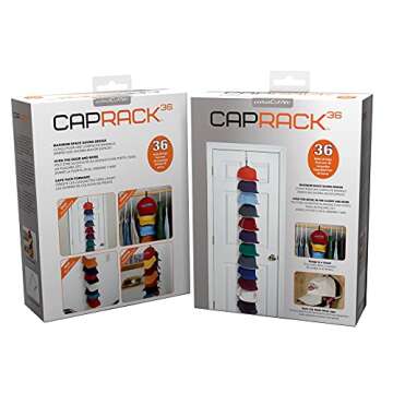 Perfect Curve Cap Rack System 36 – Baseball Cap Organizer (12 clips hold up to 36 caps,Black)
