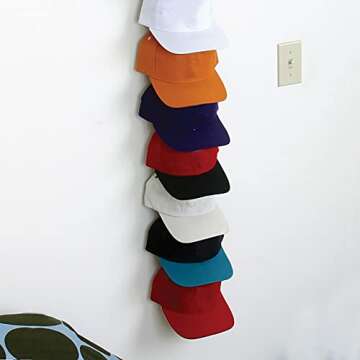 Perfect Curve Cap Rack System 36 – Baseball Cap Organizer (12 clips hold up to 36 caps,Black)