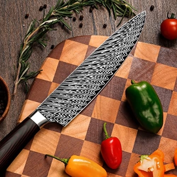Premium Chef Knife with Damascus Steel and Comfort Handle