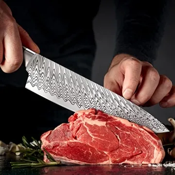 Premium Chef Knife with Damascus Steel and Comfort Handle