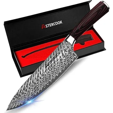 Premium Chef Knife with Damascus Steel and Comfort Handle