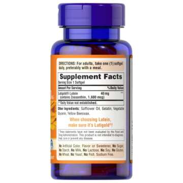 Puritan's Pride Lutein 40mg With Zeaxanthin, Supports Eye Health, 120 Count (Pack of 1)