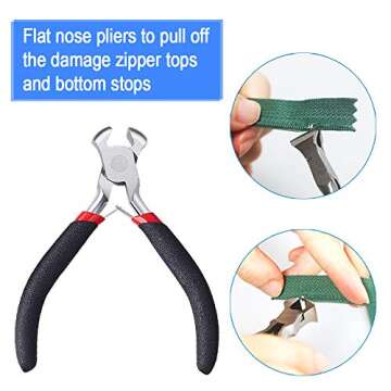 2-Pack Zipper Repair Kit - Install Pliers and Tool for Zipper Replacement, Hand Fix Tool