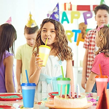 Color Changing Plastic Kids Cups with Straws - 10 Pack