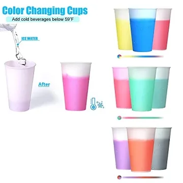 Color Changing Plastic Kids Cups with Straws - 10 Pack