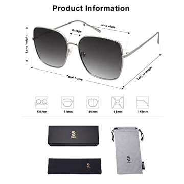 SOJOS Trendy Oversized Square Sunglasses with UV Protection