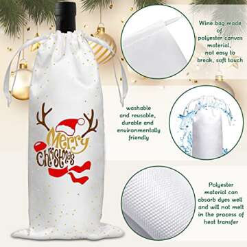 TCIOD 7 Packs Sublimation Blank Wine Gift Bag with Drawstring, Reusable Polyester Wine Bag, Wine Gift Bags for Wine Bottles Wine Birthday Party Supplies for Graduation Party Supplies