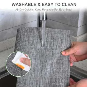 BETEAM Placemats Set of 6 Woven Vinyl Placemat for Dining Table Washable Wipeable Kitchen Place Mats Durable Indoor Outdoor Table Mats -01 Grey, 6 Pcs