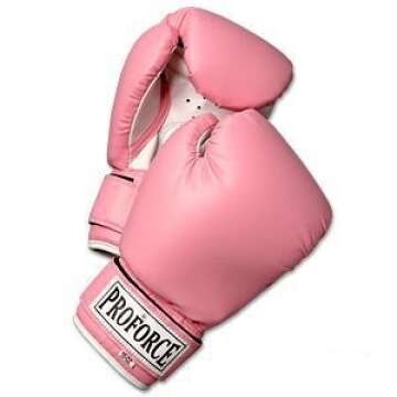 Pro Force Leatherette Boxing Gloves - Pink with White Palm - Pink - 14 oz.