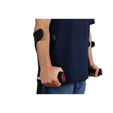 KMINA - Forearm Crutches for Adults (x2 Units, Open Cuff), Adjustable Handle Pad, Aluminum, Black - Made in Europe