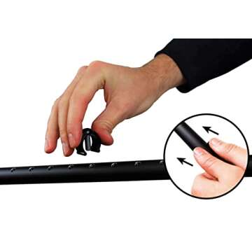 KMINA - Forearm Crutches for Adults (x2 Units, Open Cuff), Adjustable Handle Pad, Aluminum, Black - Made in Europe