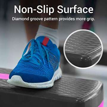 Nicole Miller Aerobic Exercise Step Deck, Adjustable Workout Fitness Stepper Exercise Platform with Risers