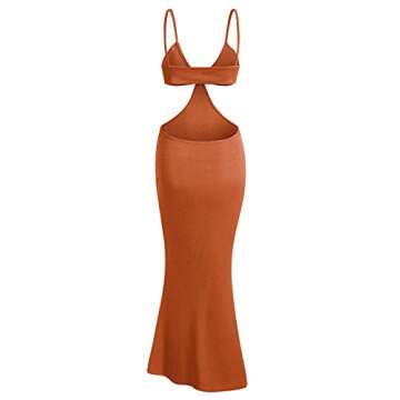 Stylish ZAFUL Women's Cutout Maxi Dress - B-Coffee Color