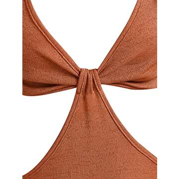 Stylish ZAFUL Women's Cutout Maxi Dress - B-Coffee Color