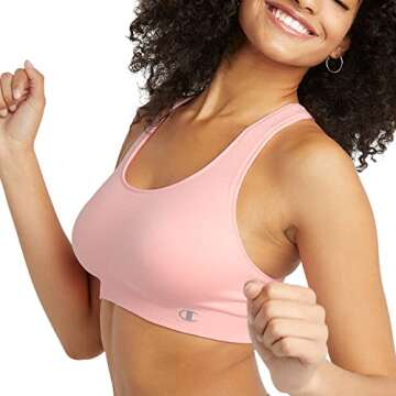 Champion, Infinity Racerback, Moderate Support, Seamless Sports Bra for Women, Pink Bow, Large