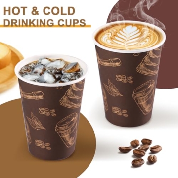 Huifany 12 oz Coffee Cups 180 Pack for Hot and Cold Drinks