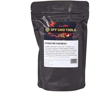 Off Grid Tools Fire Starting Kit, 33 Pieces Outdoor Survival Kit, Resealable Waterproof Bag, Include...