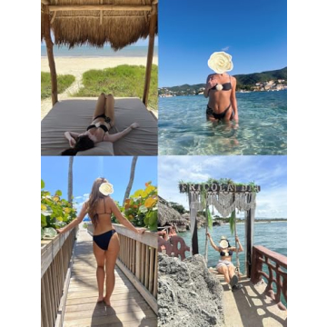 OYOANGLE Women's 2 Piece 3D Rose Bikini Swimsuit Spaghetti Strap High Waisted Bathing Suit Beachwear Black Small