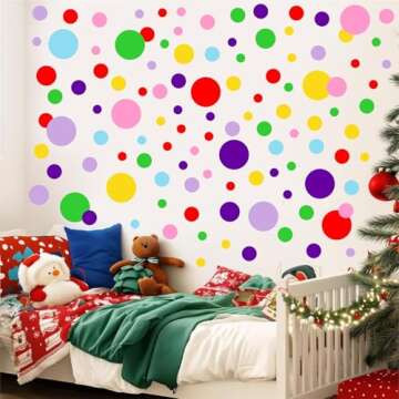 Christmas Wall Decals Polka Dots Wall Decals (154 Dots) Vinyl Wall Sticker Xmas Dots Wall Decals Ind...