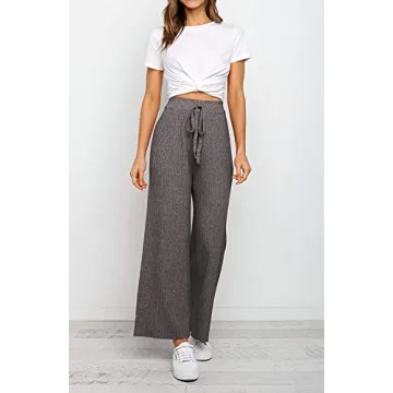 Waitfairy Ribbed-Knit Lounge Pants for Women