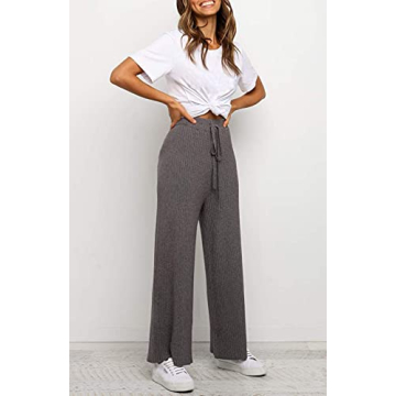 Waitfairy Ribbed-Knit Lounge Pants for Women