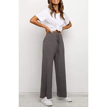 Waitfairy Ribbed-Knit Lounge Pants for Women