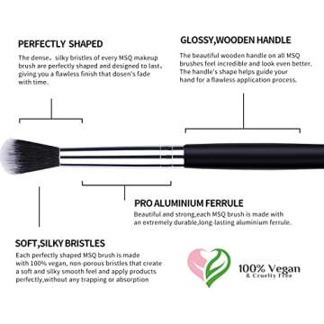 MSQ Eye Makeup Brushes 12pcs Eyeshadow Makeup Brushes Set with Soft Synthetic Hairs & Real Longer Wood Handle for Eyeshadow, Eyelash,Eyebrow, Eyeliner, Blending, Conclear(Black)