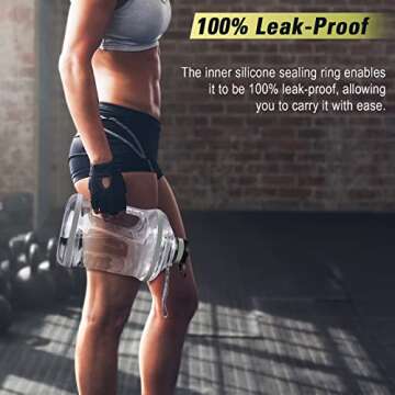 Gallon Water Bottle with Straw Lid - BPA Free Water Bottle with Time Marker, Handle and Carry Strap, Reusable Leaf-Proof Water Jug for Outdoor Sports, Gym Workout, and Camping-1Gallon (Transparent)