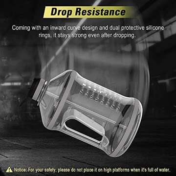 Gallon Water Bottle with Straw Lid - BPA Free Water Bottle with Time Marker, Handle and Carry Strap, Reusable Leaf-Proof Water Jug for Outdoor Sports, Gym Workout, and Camping-1Gallon (Transparent)