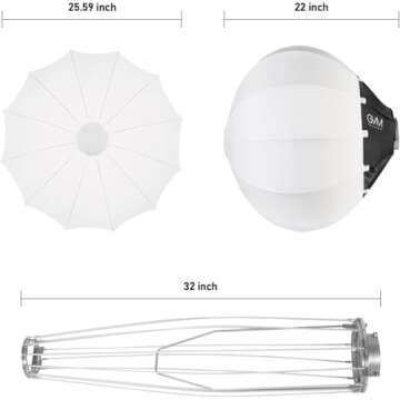 GVM Lantern Softbox Soft Light Modifier, 26inch, Quick-Setup Quick-Folding GVM Light Upgraded for GVM SD80D P80S SD300D SD200D SD200S ST200R ST100R PR150D PR150R and Other Bowens Mount Light