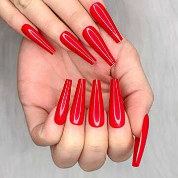 Artquee 24pcs Red Ballerina Glossy Press-On Nails