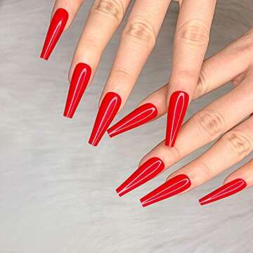 Artquee 24pcs Red Ballerina Glossy Press-On Nails