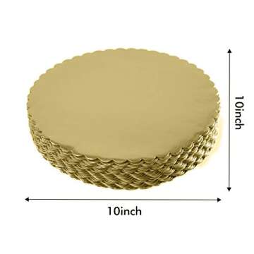 [25pcs] 10" Gold Cakeboard Round,Disposable Cake Circle Base Boards Cake Plate Round Coated Circle Cakeboard Base 10inch,Pack of 25