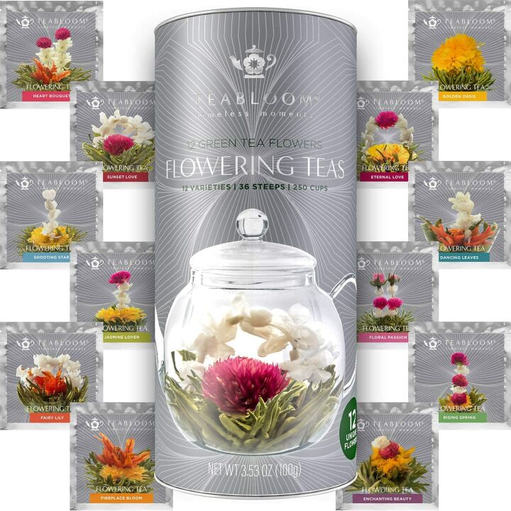 Teabloom 40 OZ Glass Teapot & Flowering Teas Set