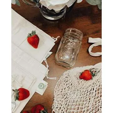 Cotton Mesh Grocery Bags - Reusable Grocery Net Bags - 100% Cotton Mesh Tote Shopping Bags - French Market Bags - Premium Cotton String Bags for Farmers Market, Produce, Grocery or Beach Trip (3 Bags)