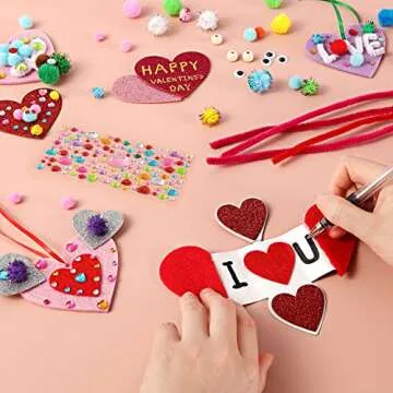 Valentines Day Crafts for Kids - 361PCS DIY Valentines Heart Craft Set for School Gift, 108 Hearts, ...