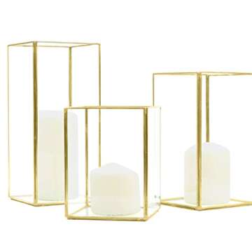 Koyal Wholesale Geometric Hurricane Candle Holder Set of 3 for Wedding Centerpiece, Decor, Home & Pa...