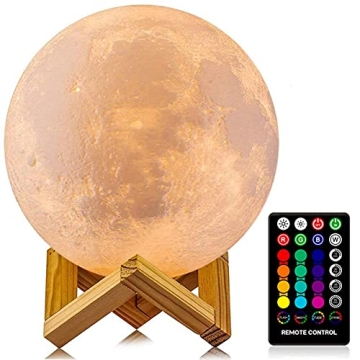 Colorful 3D Printed Moon Lamp with Remote for Kids