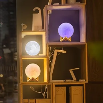Colorful 3D Printed Moon Lamp with Remote for Kids