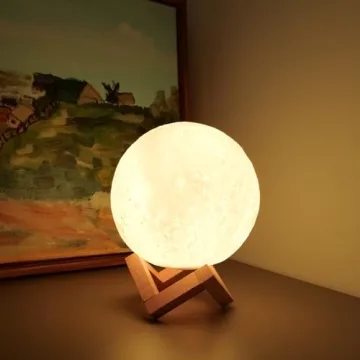 Colorful 3D Printed Moon Lamp with Remote for Kids