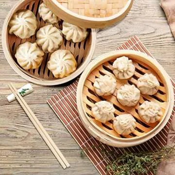 Flexzion Bamboo Steamer Set for Dim Sum and More