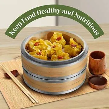 Flexzion Bamboo Steamer Set for Dim Sum and More
