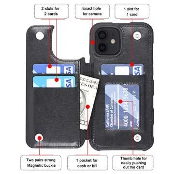 Arae iPhone 12/12 Pro Wallet Case with Card Holder