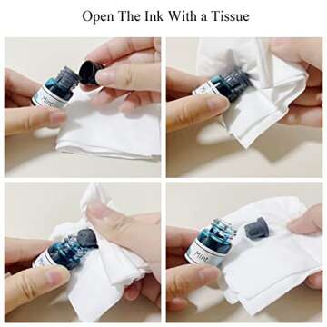 ESSSHOP Glass Dip Pen Calligraphy Fountain Pen Set - 12 Colors Ink Glass Washing Cup Pen Holder Handmade Rainbow Crystal Glass Ink Pen for Art Writing Drawing Signatures Christmas Gifts