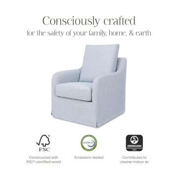 NAMESAKE Reese Swivel Glider in Chambray Eco-Linen, GREENGUARD Gold & CertiPUR-US® Certified