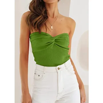 EFAN Womens Twist Knot Knit Tube Top Summer Fashion