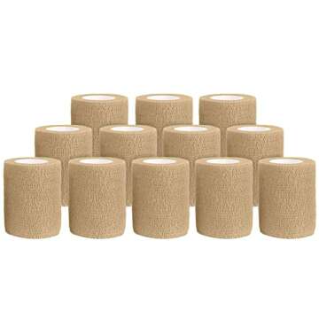 Comfortable Self Adherent Cohesive Bandages - 12 Count
