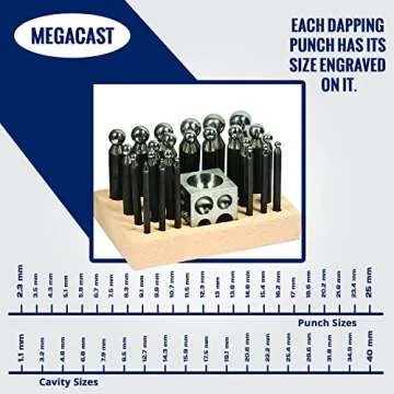 26 Piece Dapping Doming Punch Block Set 2.3 mm to 25 mm Jewelry Making Metal Forming Tool Kit