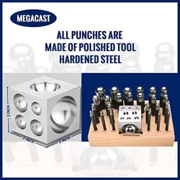 26 Piece Dapping Doming Punch Block Set 2.3 mm to 25 mm Jewelry Making Metal Forming Tool Kit
