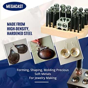 26 Piece Dapping Doming Punch Block Set 2.3 mm to 25 mm Jewelry Making Metal Forming Tool Kit